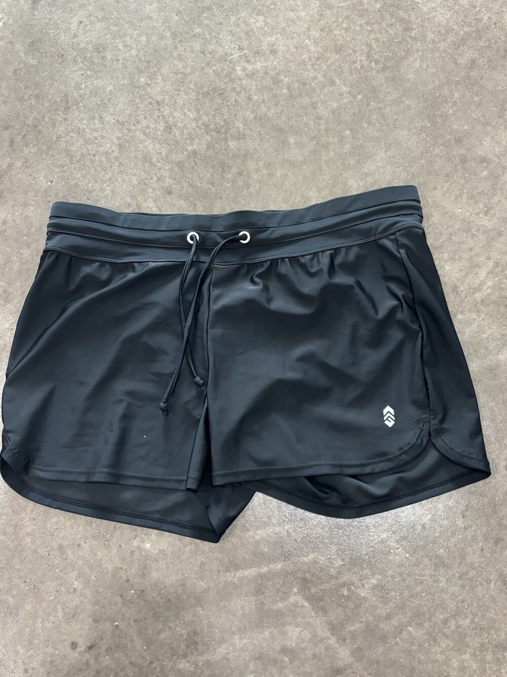 Free Country Women’s XL 16 Black Athletic Running Shorts Drawstring Activewear